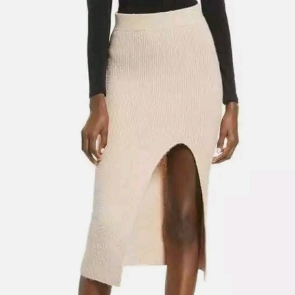 Leith Split Sweater Midi tan skirt size 1X NWT - Picture 1 of 11